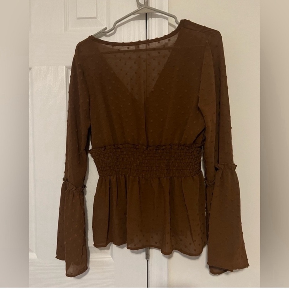 Swiss Dot Peplum Top - Melon - Size Medium - Picture 6 of 7